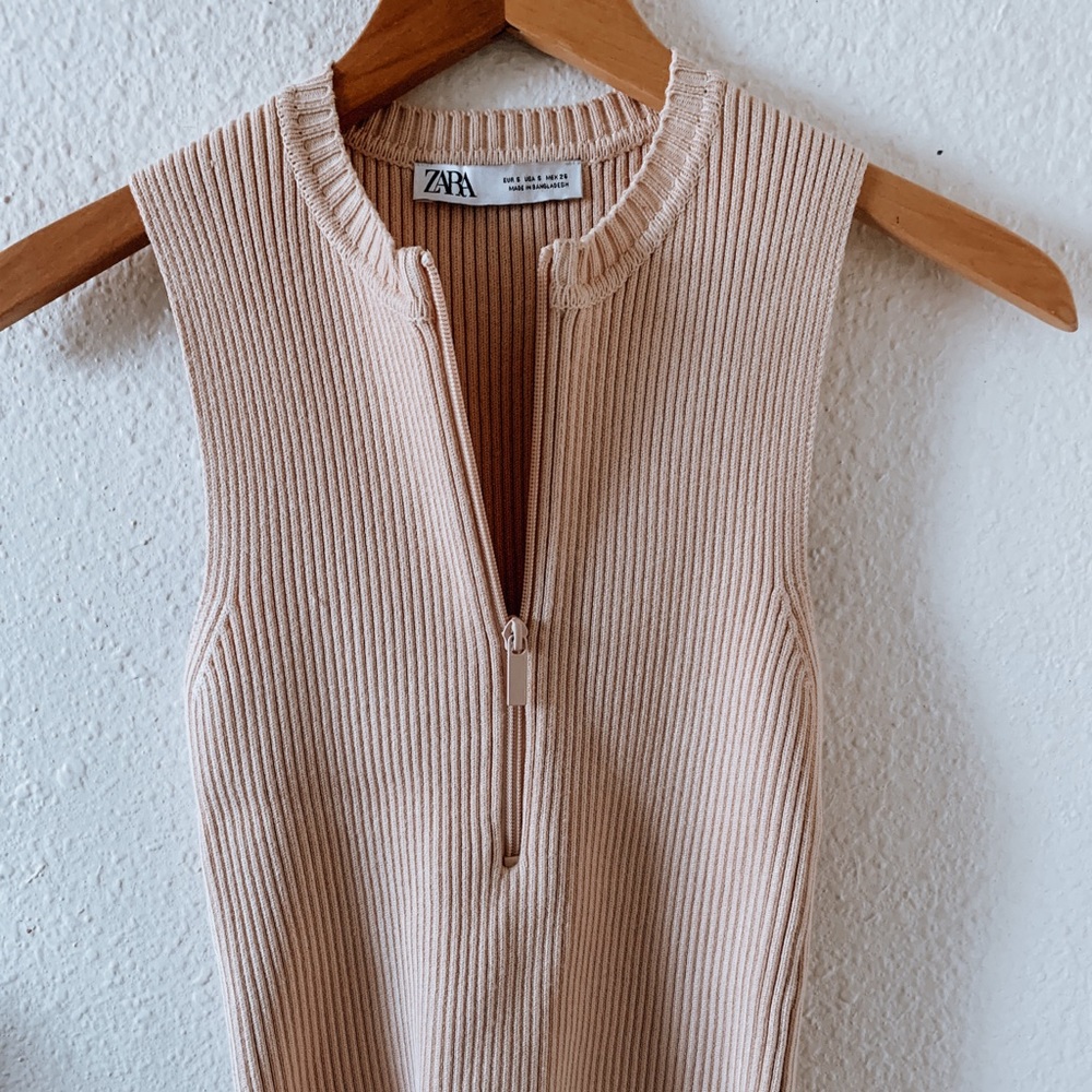 Zara Half-Zip Sleeveless Sweater Top Size Small